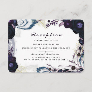Chic Purple Floral Winter Reception Card