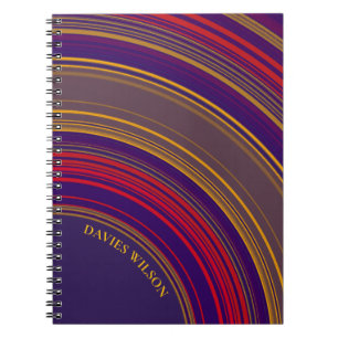Chic purple geometric pattern monogram name notebook
