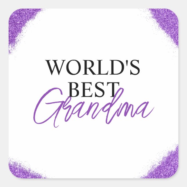 Chic Purple Glitter Grandma Square Sticker (Front)