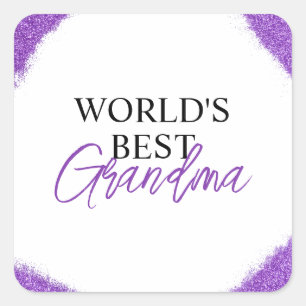 Chic Purple Glitter Grandma Square Sticker