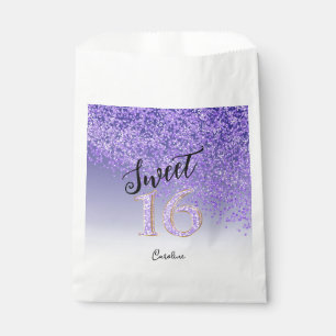 Chic Purple Glitter Sweet 16 Birthday   Favour Bag