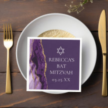 Chic Purple Gold Agate Bat Mitzvah Party