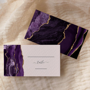 Chic Purple Gold Agate Blush Wedding Escort Place Card