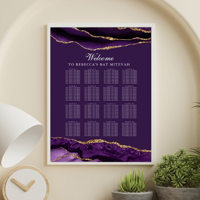 Chic Purple Gold Agate Party Seating Chart (Creator Uploaded)