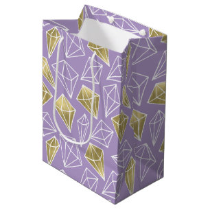 Chic Purple Gold Diamonds Birthday Medium Gift Bag