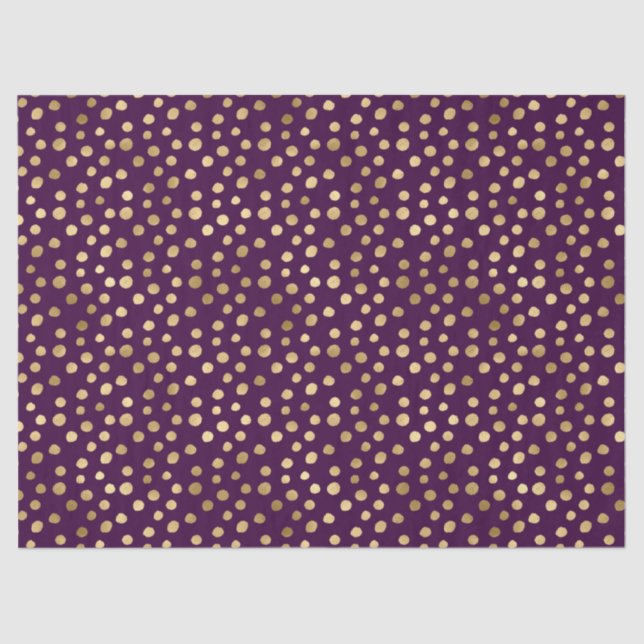 Chic Purple Gold Dots Tissue Paper (Front)