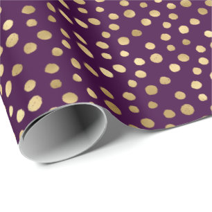 Chic Purple Gold Dots Wrapping Paper