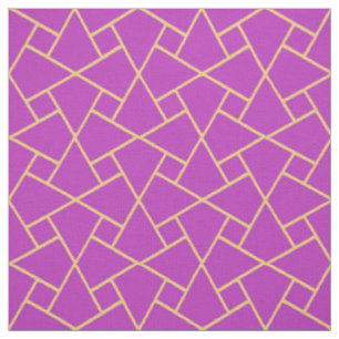 Chic Purple, Gold-effect Islamic Geometric Pattern Fabric