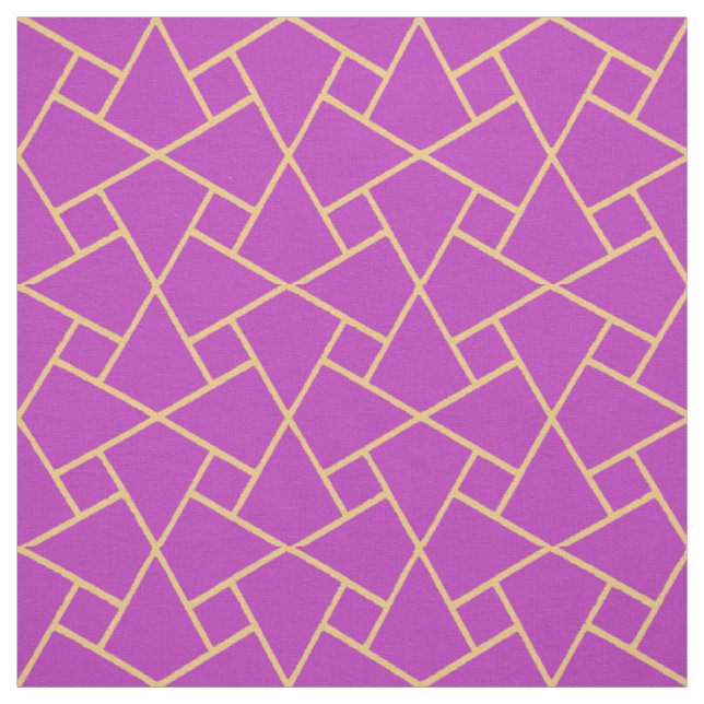 Chic Purple, Gold-effect Islamic Geometric Pattern Fabric (Swatch)