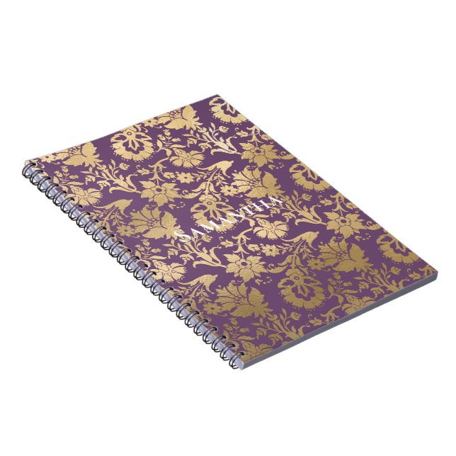 Chic Purple Gold Floral Notebook (Right Side)