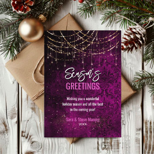 Chic purple gold holiday lights Christmas new year