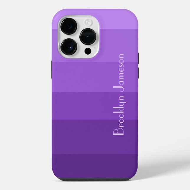 Chic Purple Gradient Colour Block Personalised iPhone Case (Back)