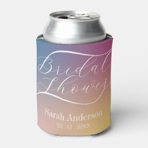 Chic Purple Gradient Ombre Script Bridal Shower Can Cooler