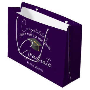Chic Purple Graduate Customized Graduation Party Large Gift Bag