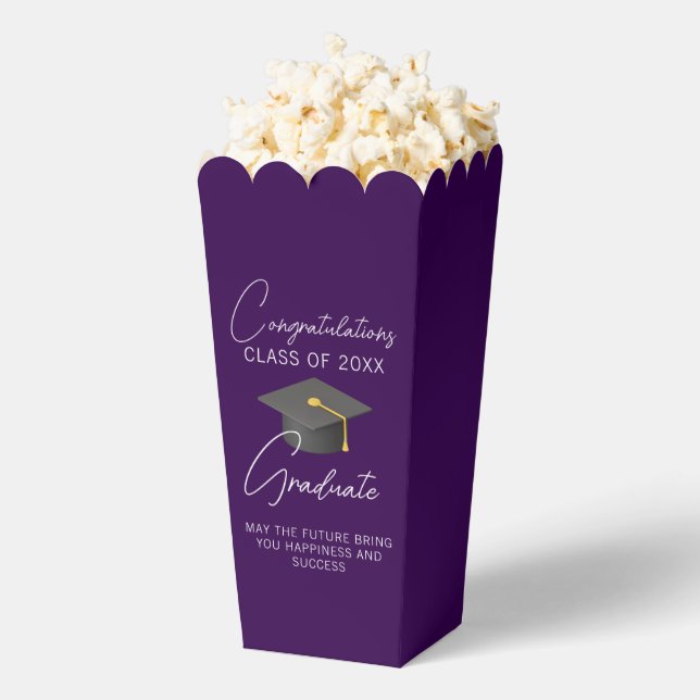Chic Purple Graduation Party Popcorn Favour Box (Popped)