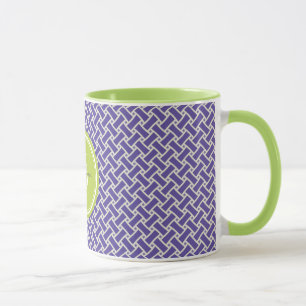 Chic purple herringbone geometric pattern monogram mug
