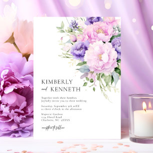 Chic Purple Lavender Pink Violet Floral Wedding Invitation