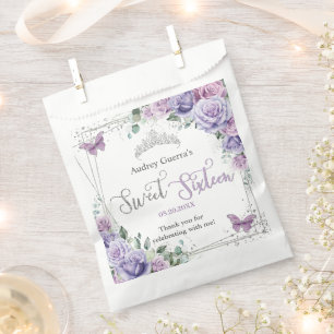 Chic Purple Lilac Floral Butterflies Sweet Sixteen Favour Bag