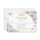 Chic Purple Lilac Roses Floral Gold 15 Quinceañera