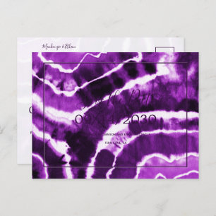 Chic Purple Marble Tie Dye Wedding Save the Date Announcement Postcard