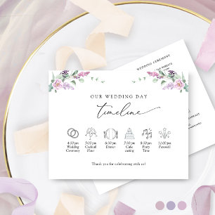Chic Purple, Mauve Floral Wedding Timeline Program