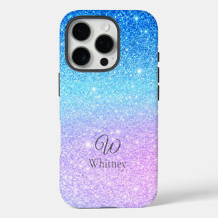 Chic Purple Ombre Blue Glitter Modern              iPhone 16 Pro Case