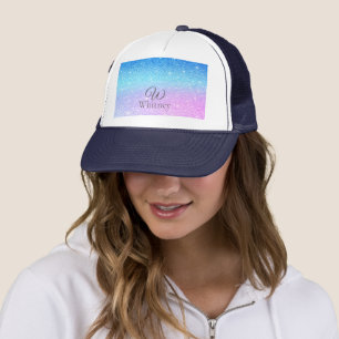 Chic Purple Ombre Blue Glitter Modern Trucker Hat