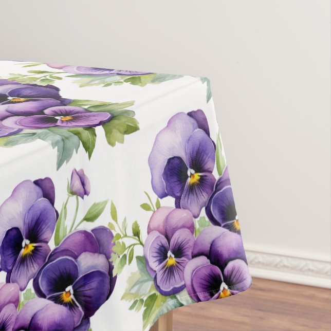 Chic Purple Pansy Pansies Tablecloth (In Situ)