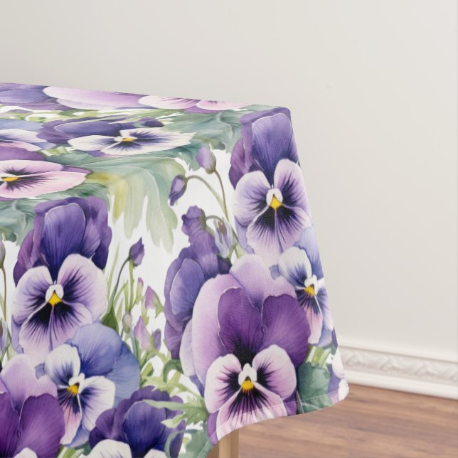 Chic Purple Pansy Pansies Tablecloth (In Situ)