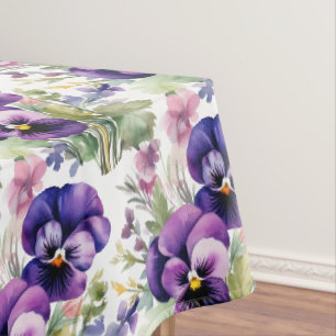 Chic Purple Pansy Pansies Tablecloth
