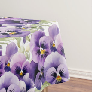 Chic Purple Pansy Pansies Tablecloth