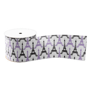Chic Purple Paris Eiffel Tower Party ribbons Grosgrain Ribbon
