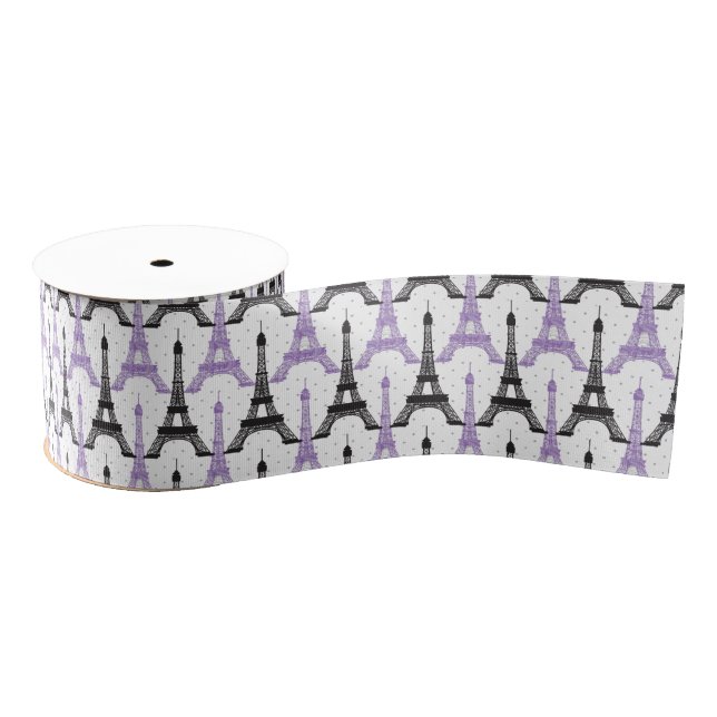 Chic Purple Paris Eiffel Tower Party ribbons Grosgrain Ribbon (Spool)