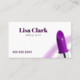 Chic Purple Shiny Lipstick Beauty Makeup Artist Business Card