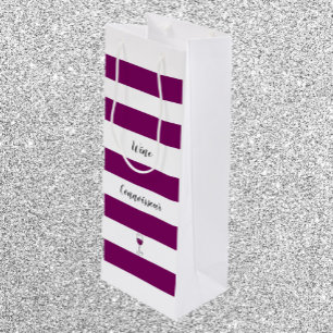 Chic Purple Striped Wine Connoisseur Wine Gift Bag