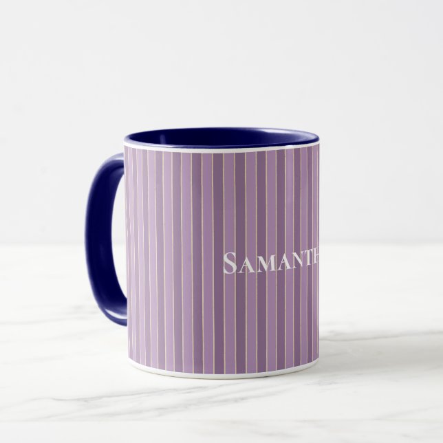 Chic Purple Stripes  Mug (Front Left)