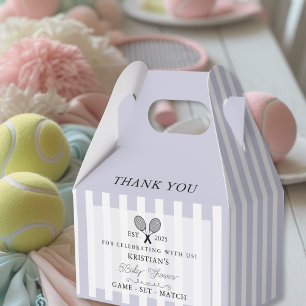 Chic Purple Stripes Tennis Baby Shower Thank You  Favour Box