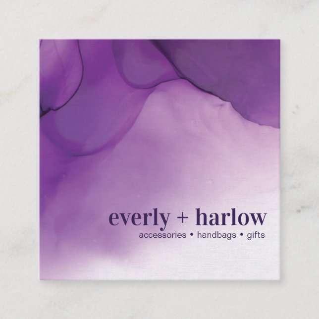 Chic Purple Watercolor Business Card (Front)