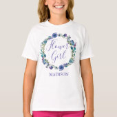 Chic Purple Watercolor Floral Custom Flower Girl T-Shirt (Front)