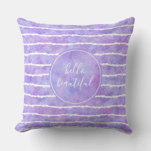 Chic Purple Watercolor Stripes Beautiful Cushion