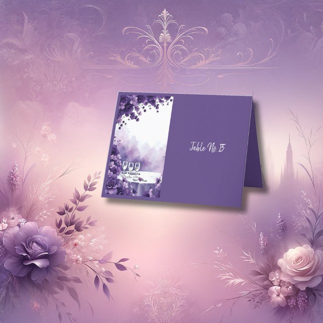 chic Purple Wedding Eiffel Tower Magic table card (Creator Uploaded)