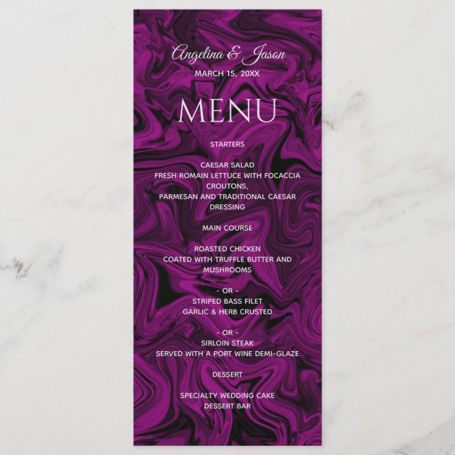 Chic Purple Wedding Menu (Front)
