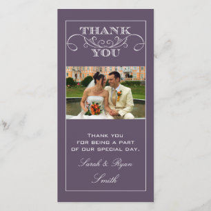 Chic Purple Wedding Thank You Photo Cards