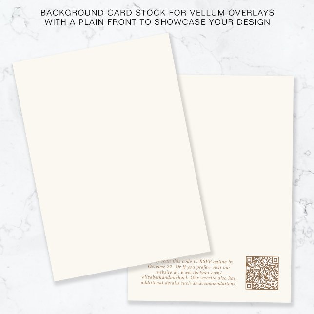 Chic QR Code Gold Cream Background Vellum Overlay Invitation (Creator Uploaded)