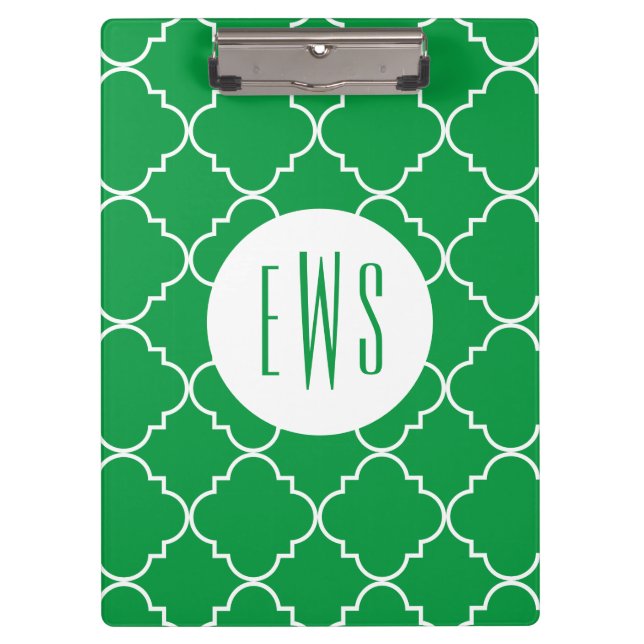 Chic Quatrefoil Monogram Clipboard (Front)