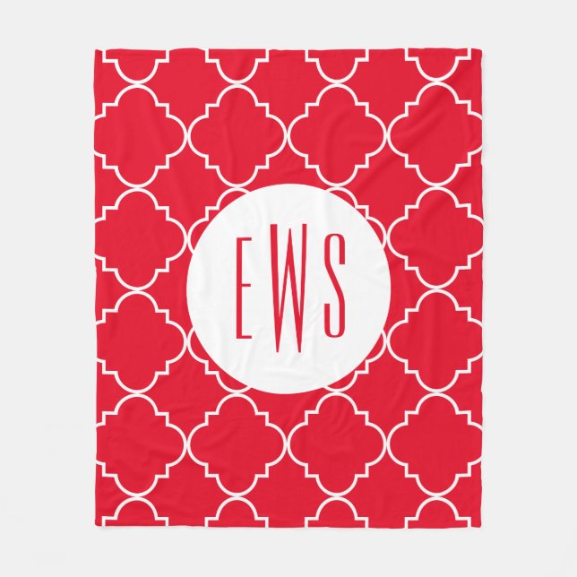 Chic Quatrefoil Monogram Fleece Blanket (Front)