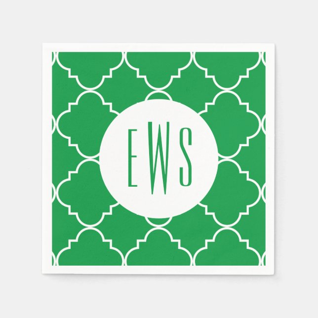 Chic Quatrefoil Monogram Party Napkins (Front)