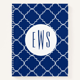 Chic Quatrefoil Monogram Spiral Notebook