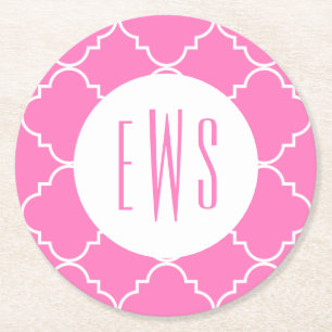 Chic Quatrefoil Monogrammed Paper Coasters