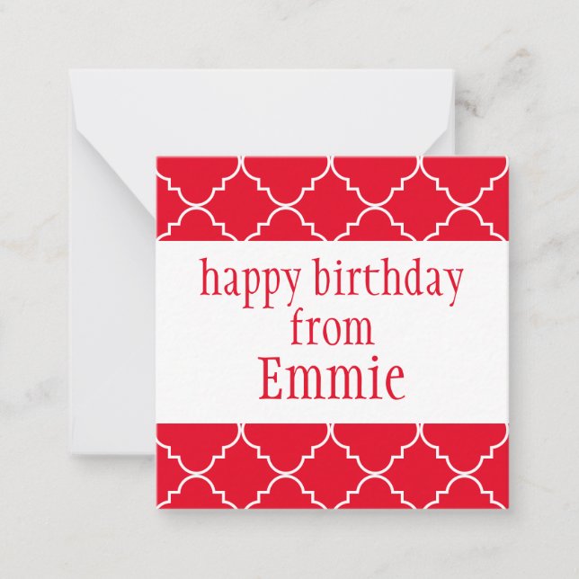 Chic Quatrefoil Personalised Gift Enclosure Cards (Front)